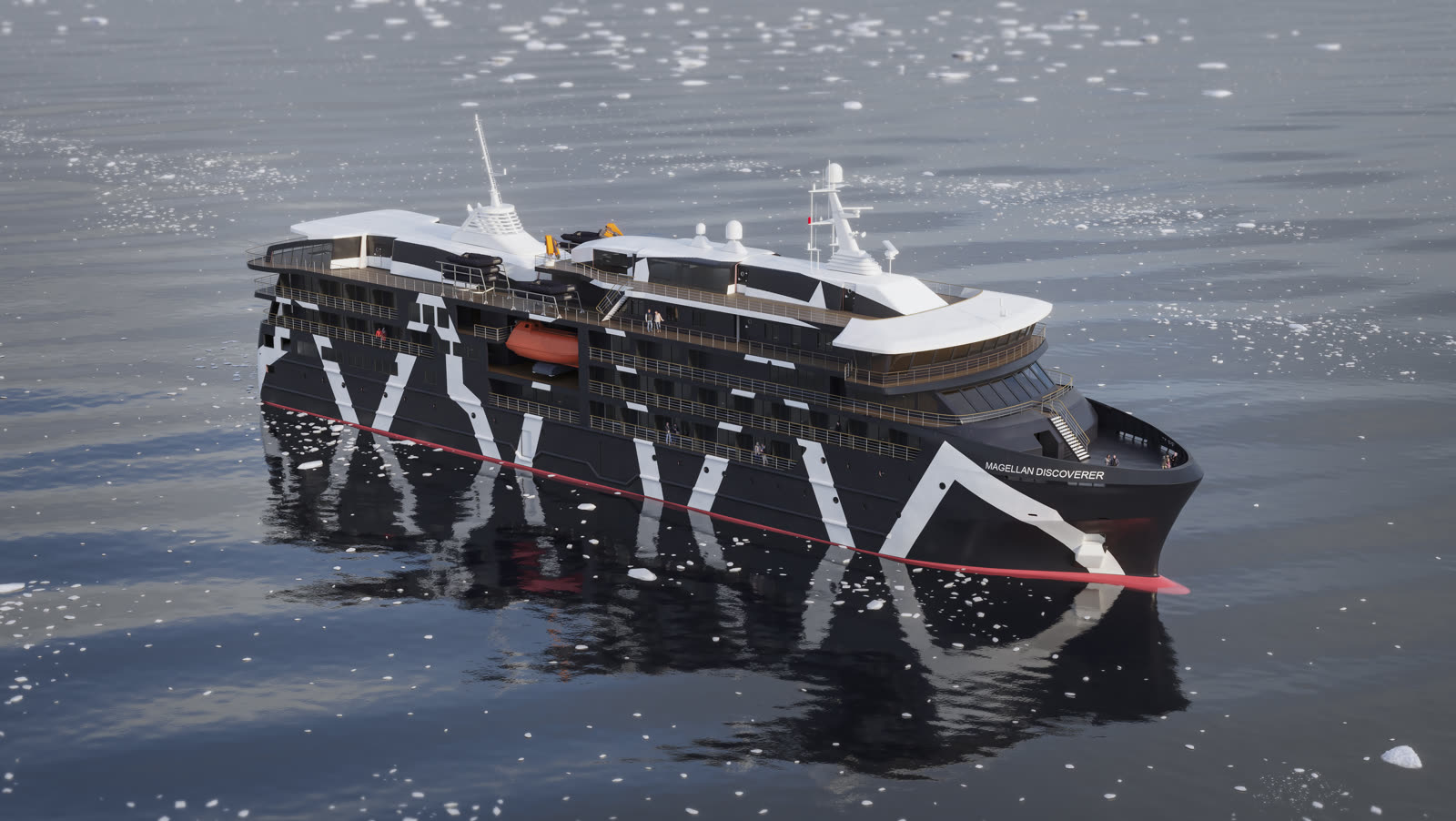 Magellan Discoverer vor Anker im antarktischen Eis