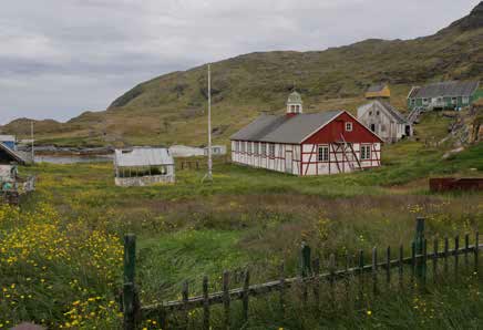 Rotes Fachwerkhaus und Kirche der verlassenen Herrnhuter Missionsstation Lichtenau