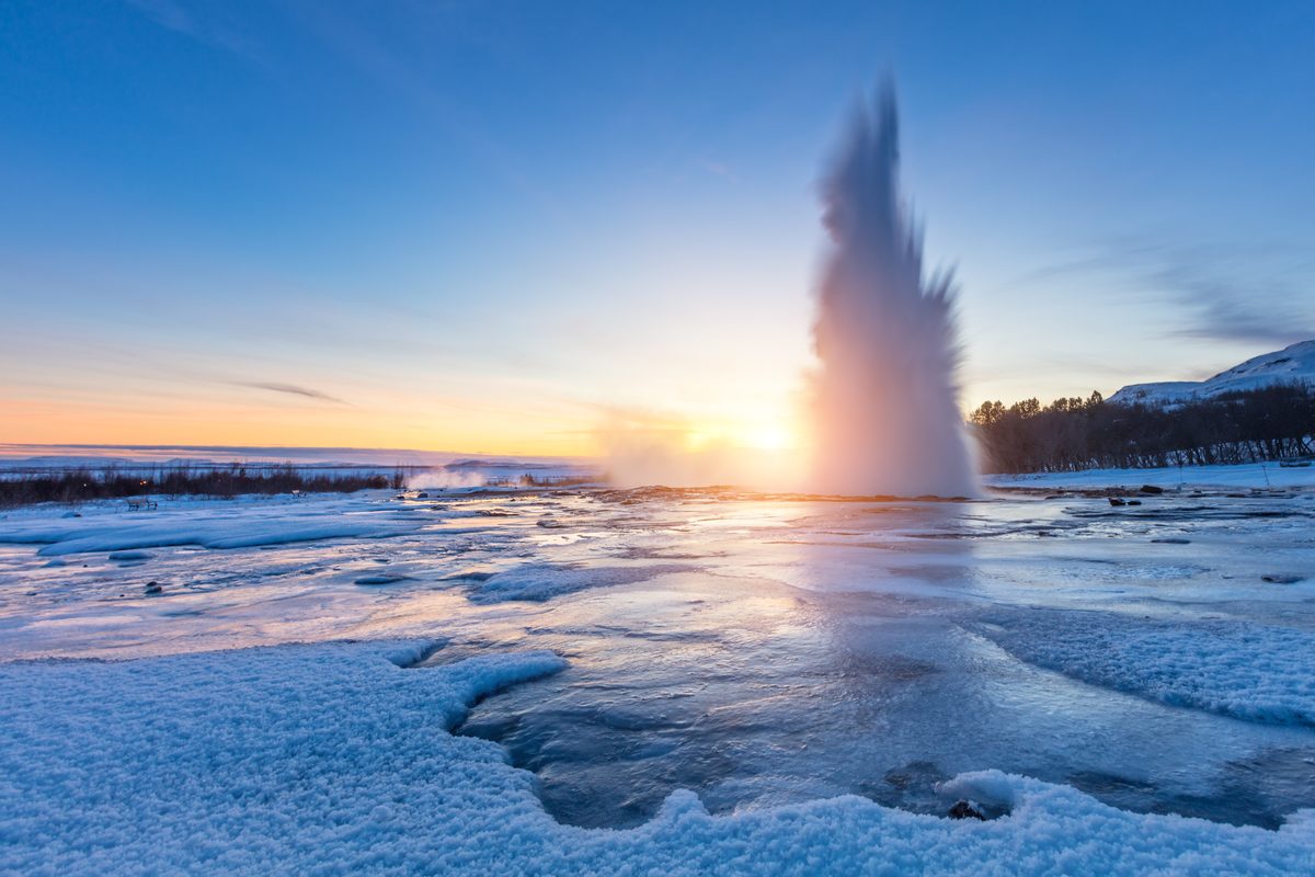 Geysir Strokkur im Winter