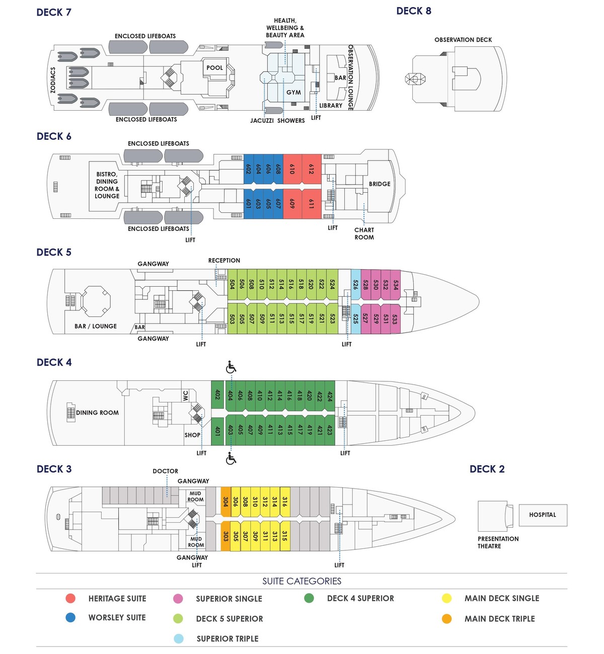 Decksplan MS HERITAGE ADVENTURER