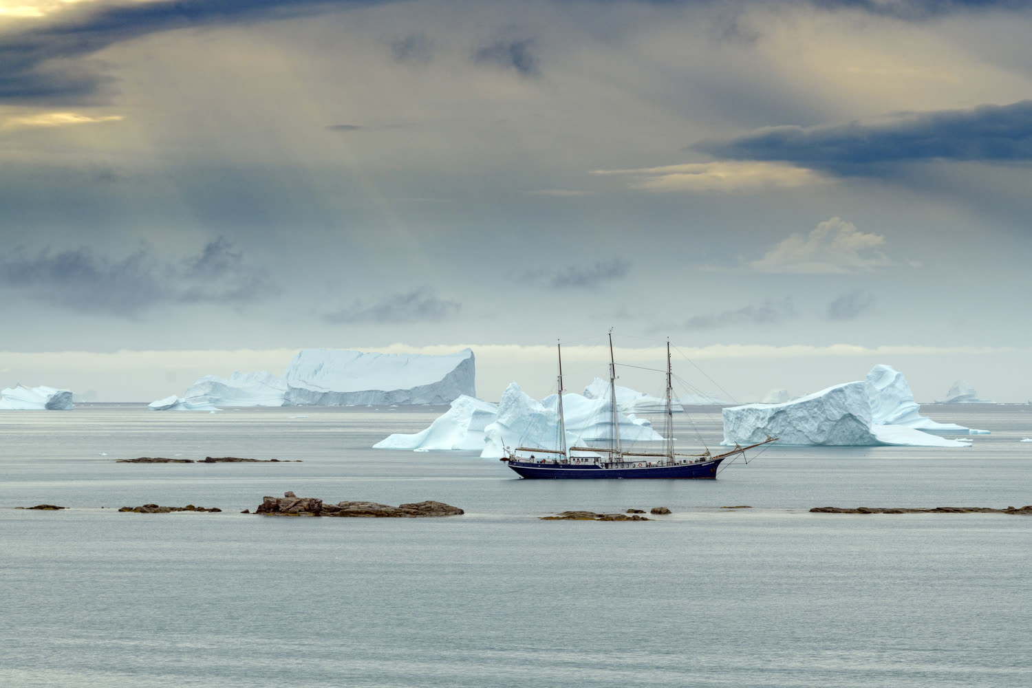 Rembrandt van Rijn zwischen Eisbergen — Foto: Oceanwide Expeditions